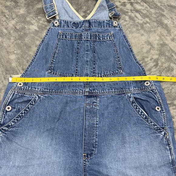 Vintage 2001 GAP Large Short Overalls Baggy Denim Blue Carpenter Shortalls Y2K - Picture 10 of 11